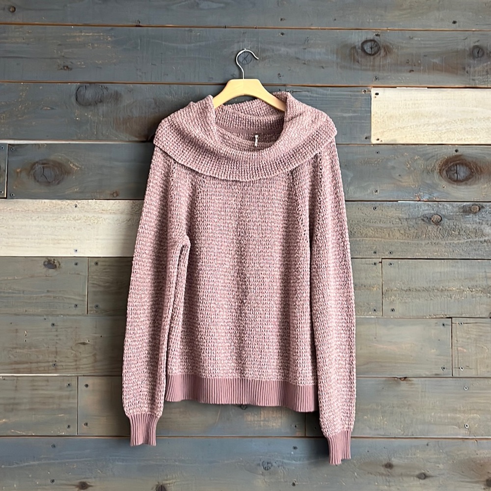 Free People Cowl neck Off Shoulder Slouchy Sweater M